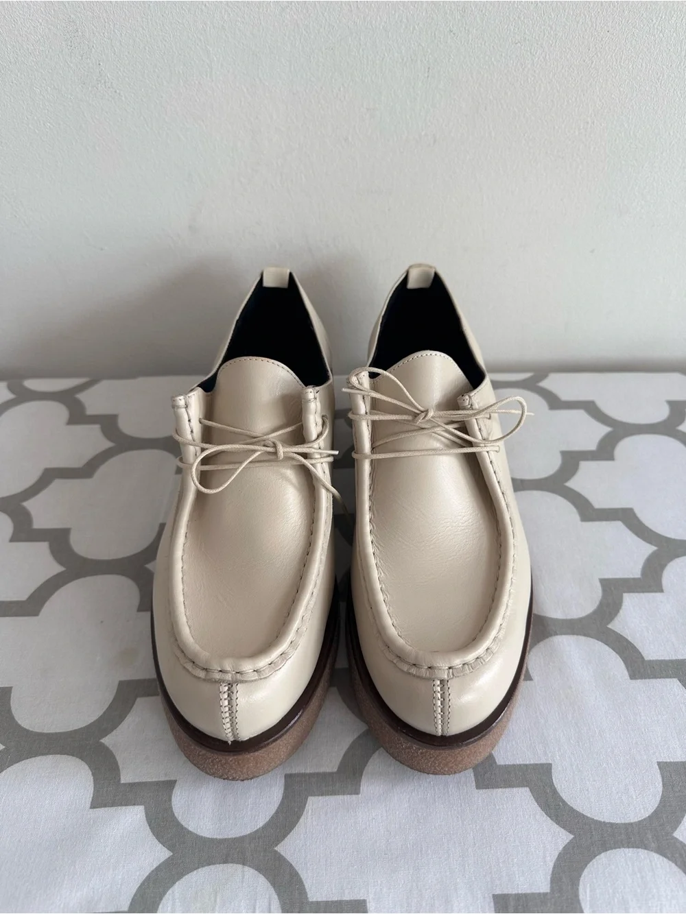KOIO Cream Leather Lace-Up Platform Shoes